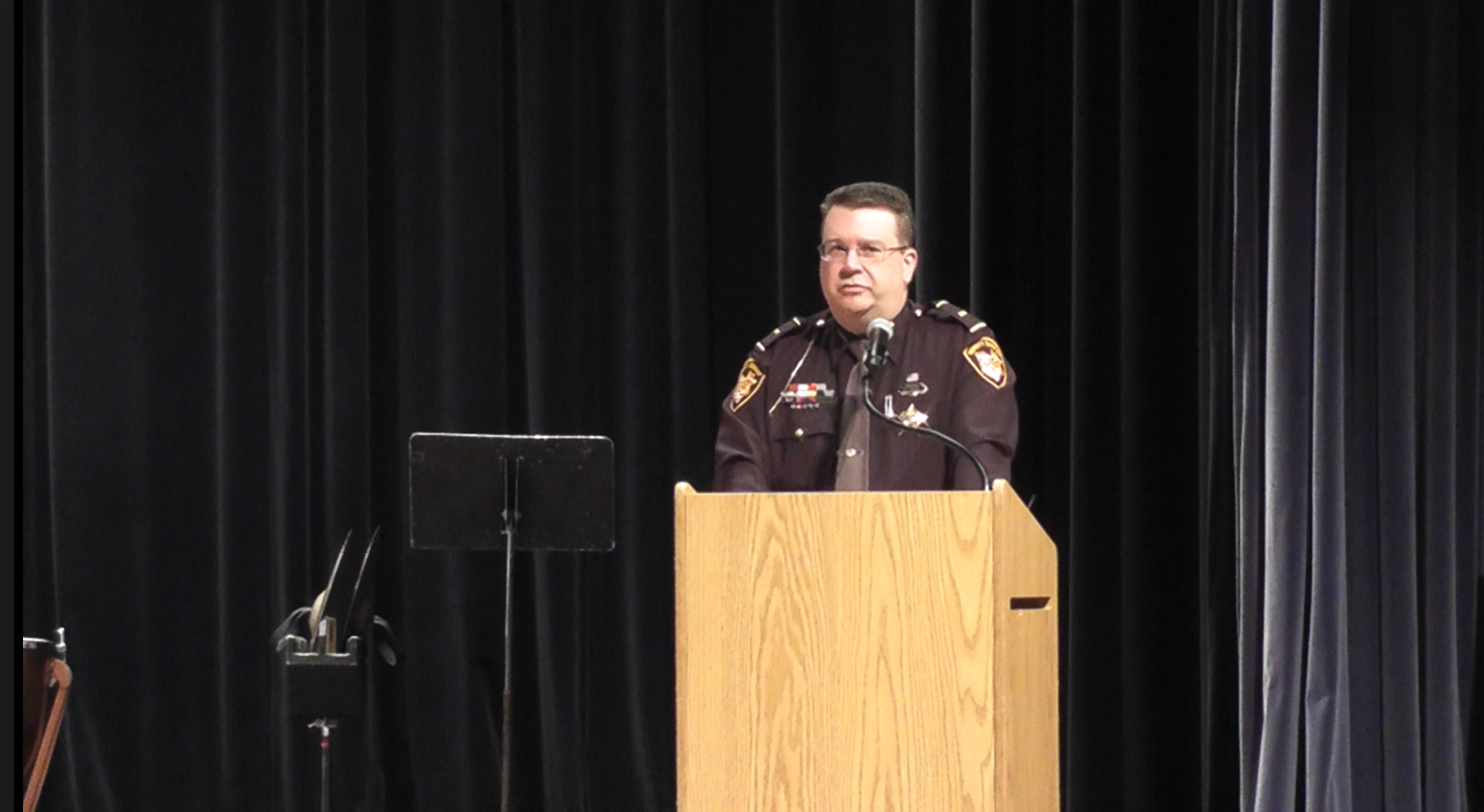Lt. Michael Greene delivering a speech at the Veterans Day assembly.